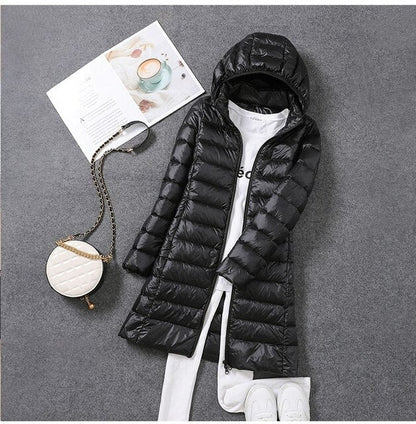 Warm Women's Down Parka with Removable Hood