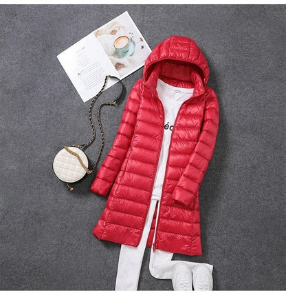 Warm Women's Down Parka with Removable Hood