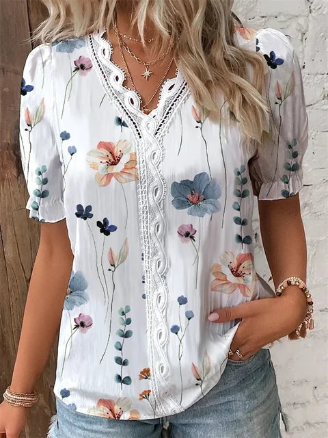 Beatrix | Elegant Blouse for Women with V-Neck and Floral Print