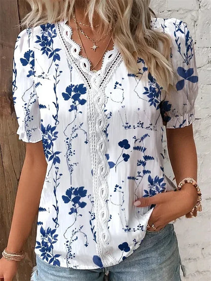 Beatrix | Elegant Blouse for Women with V-Neck and Floral Print