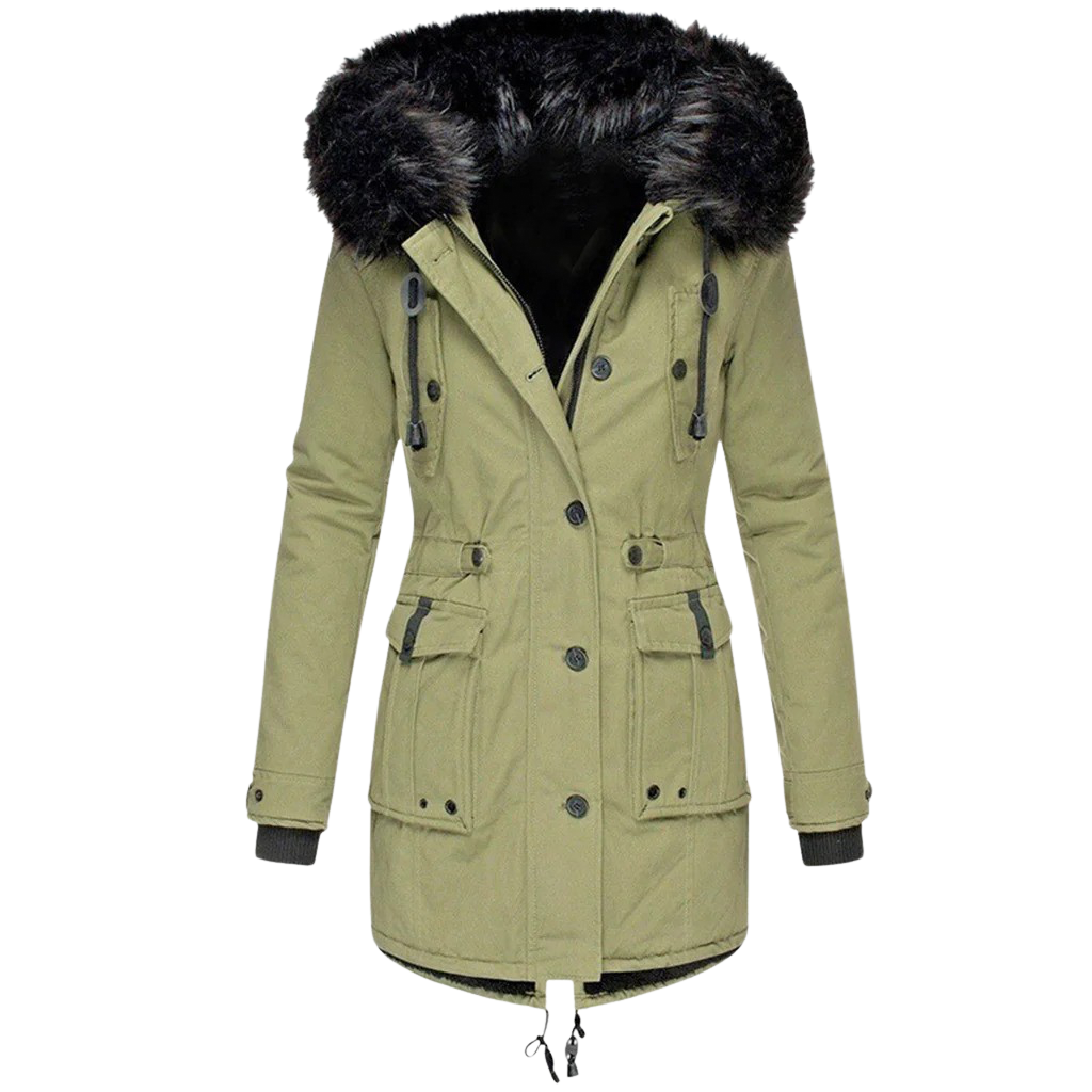 Warm Women's Parka Jacket with Hood - Olytrend