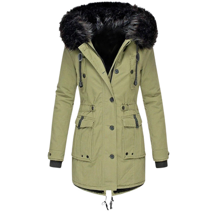 Warm Women's Parka Jacket with Hood - Olytrend