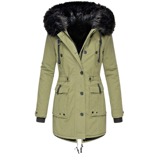 Warm Women's Parka Jacket with Hood - Olytrend