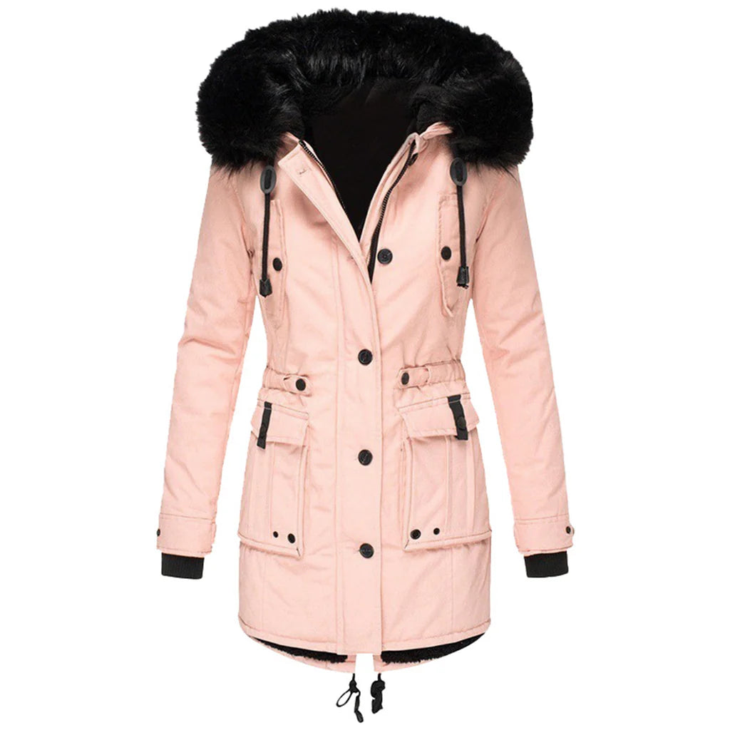 Warm Women's Parka Jacket with Hood