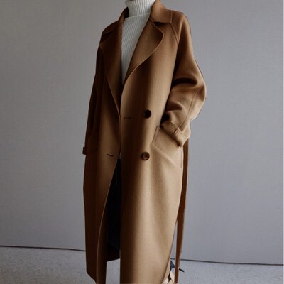 Women's Long Winter Trench Coat | With Belt