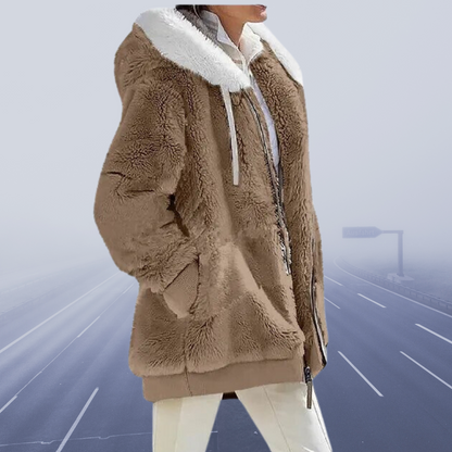 Women's oversized, cozy, warm teddy winter jacket