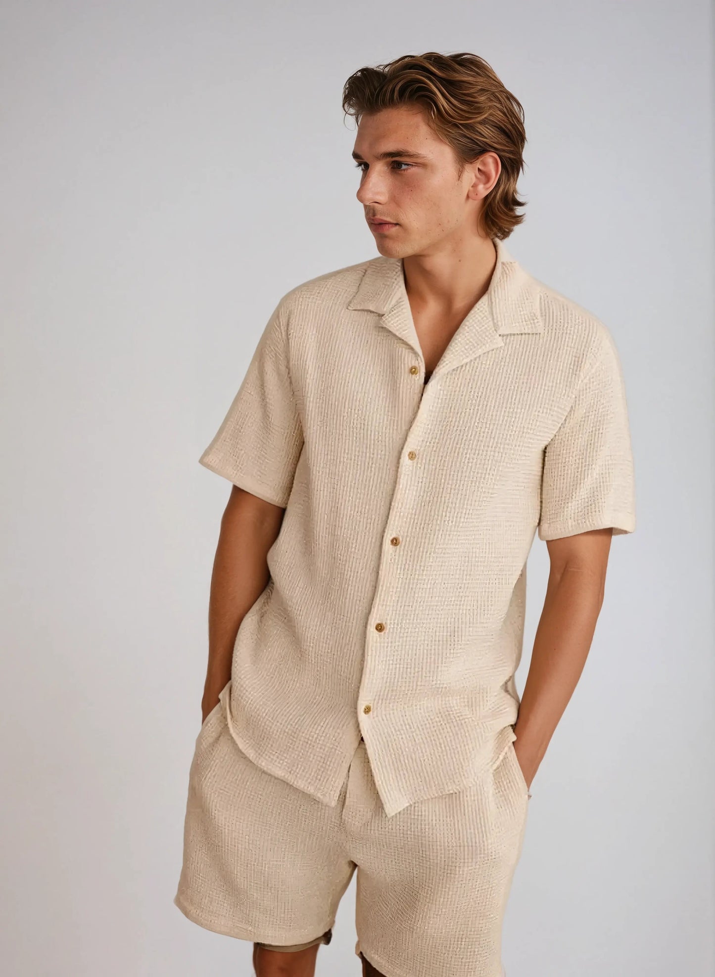 Waffle shirt for summer made of breathable fabric