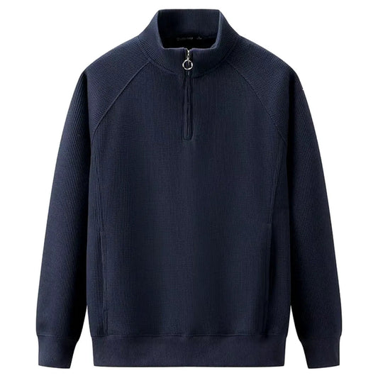 Waffle knit sweatshirt with half zip
