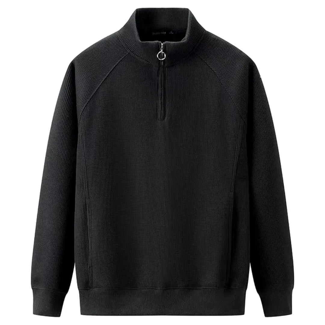Waffle knit sweatshirt with half zip