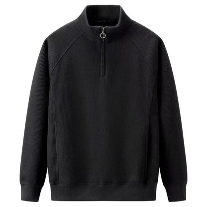 Waffle knit sweatshirt with half zip