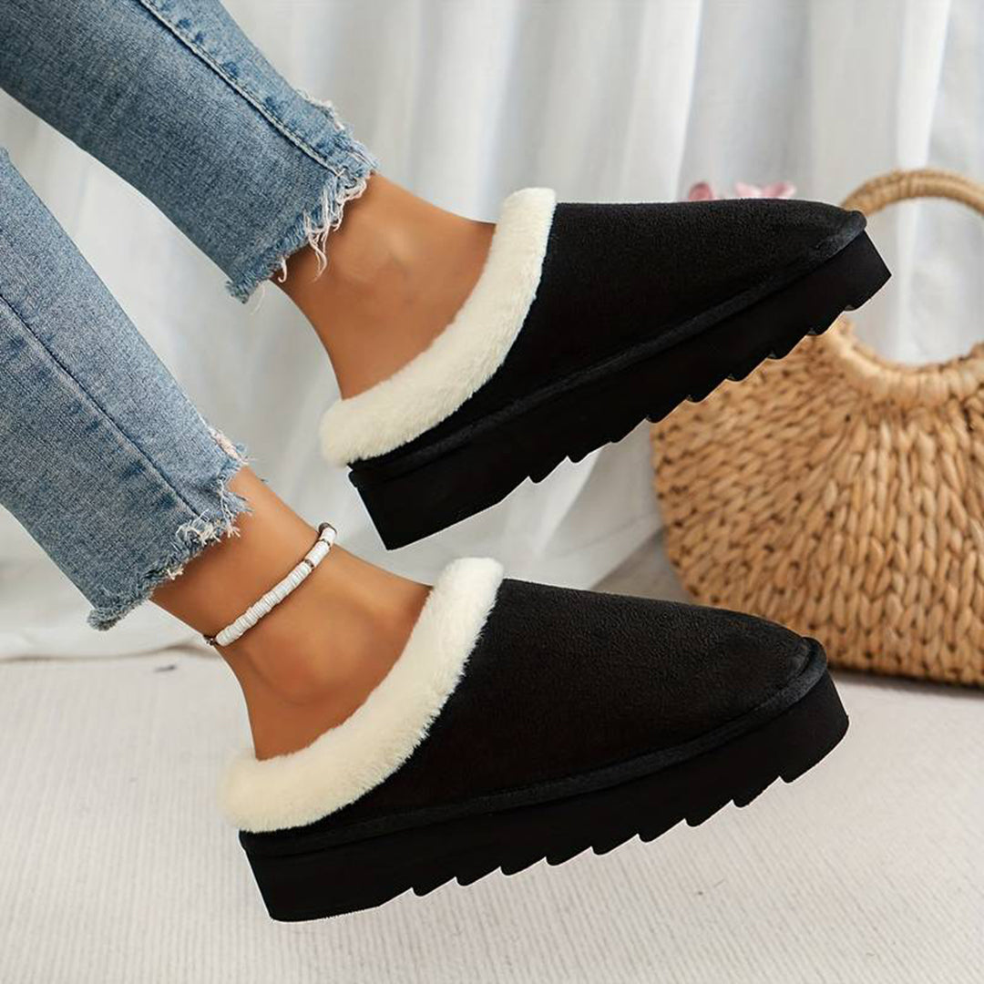 Warm house slippers for women with plush lining