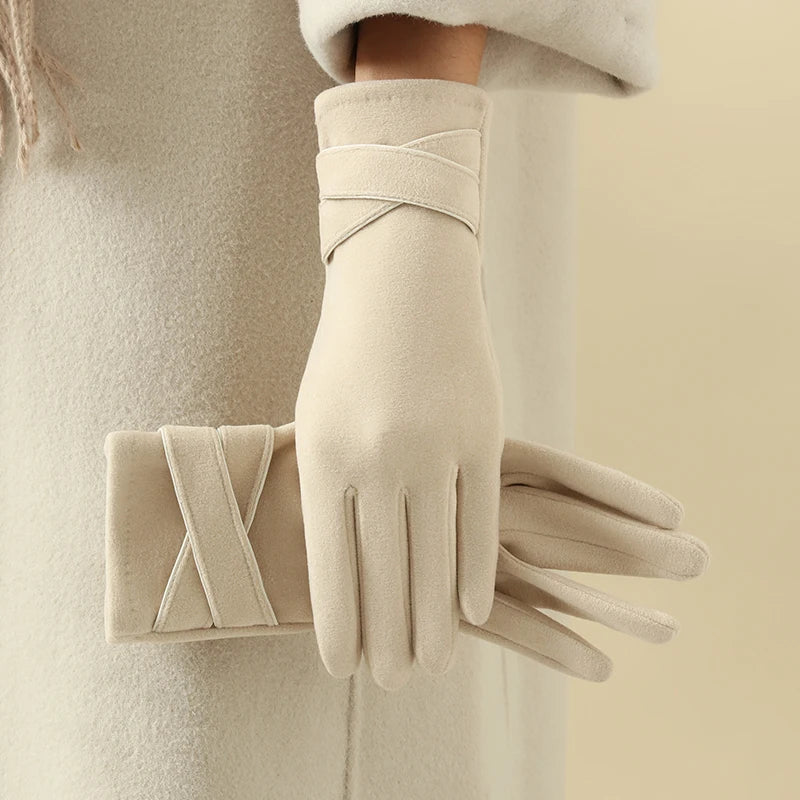 Warm velvet gloves for women