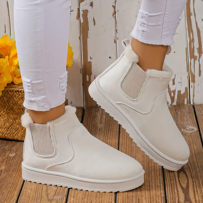 Warm winter boots with fur trim