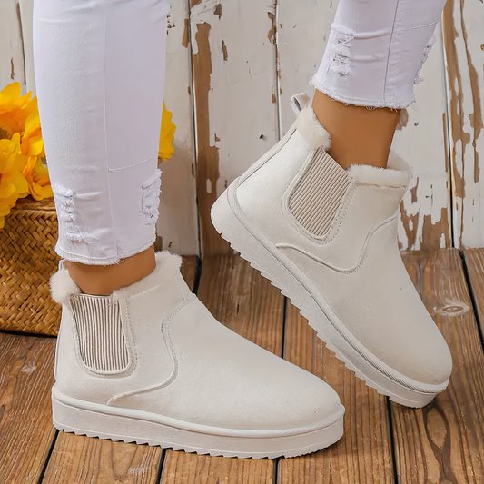 Warm winter boots with fur trim