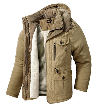 Warmer men's parka with hood