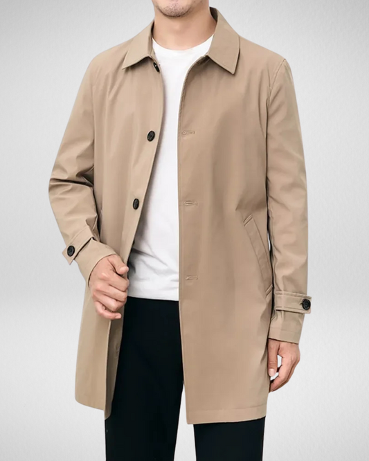 Water-repellent men's coat long