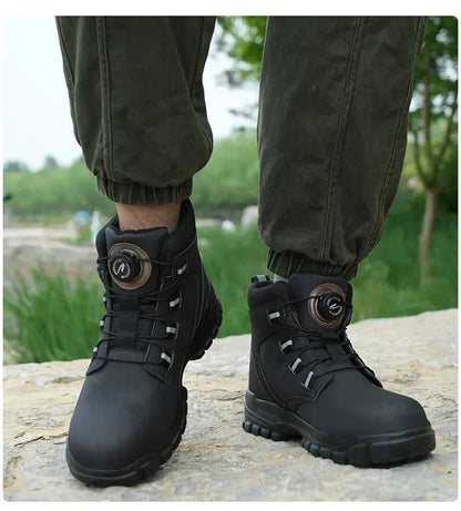 Waterproof safety work boots with steel toe cap