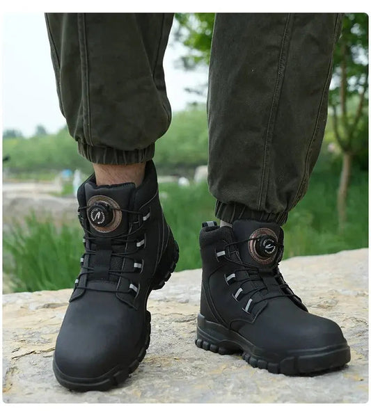 Waterproof safety work boots with steel toe cap
