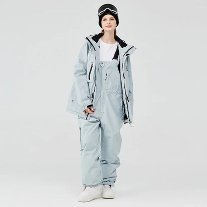 Waterproof ski suit for women with suspenders