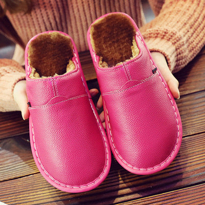 Waterproof leather slippers