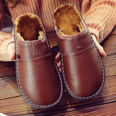 Waterproof leather slippers