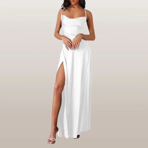 Vera | Elegant satin maxi dress with slit