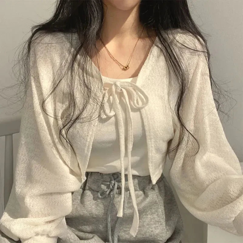 White knitted cardigan for women