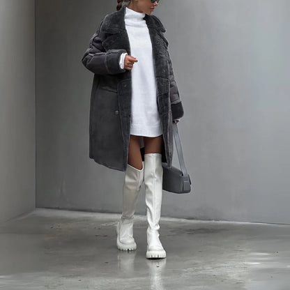 Women's winter coat warm made of faux shearling