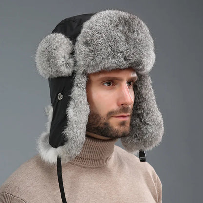 Winter hat for men with ear flaps