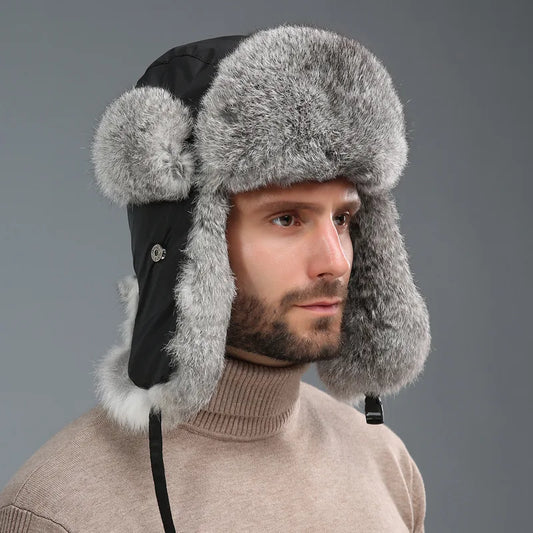 Winter hat for men with ear flaps