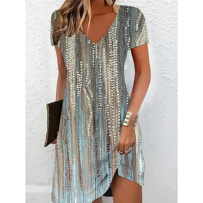 Beige glitter cocktail dress, Bianca