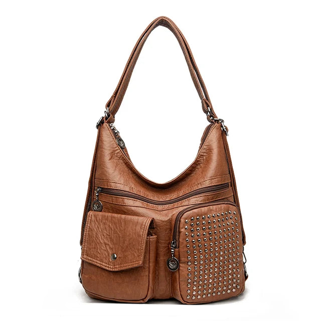 Vintpack – Studded Leather Backpack, Compact & Stylish