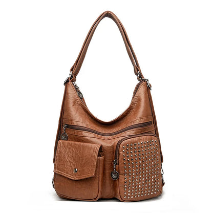 Vintpack – Studded Leather Backpack, Compact & Stylish