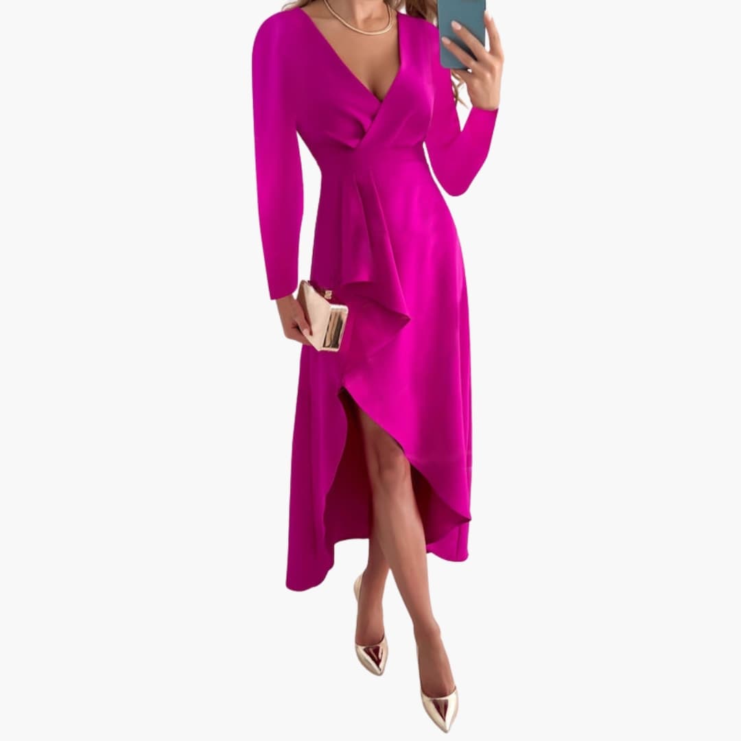 Casual Side Swept V Neck Knit Dress