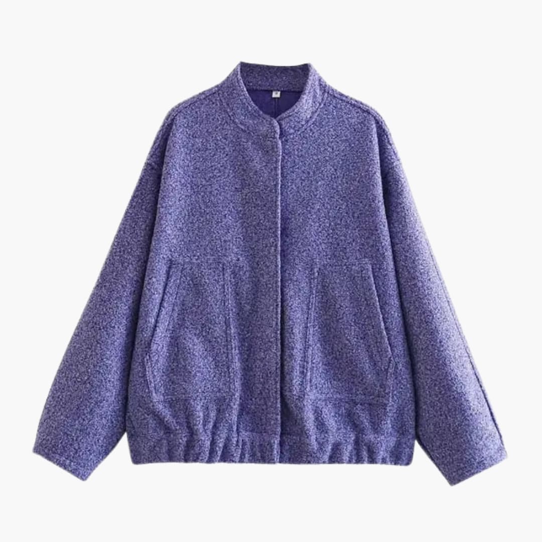 Women's Fashion Bomber Jacket with Concealed Buttons