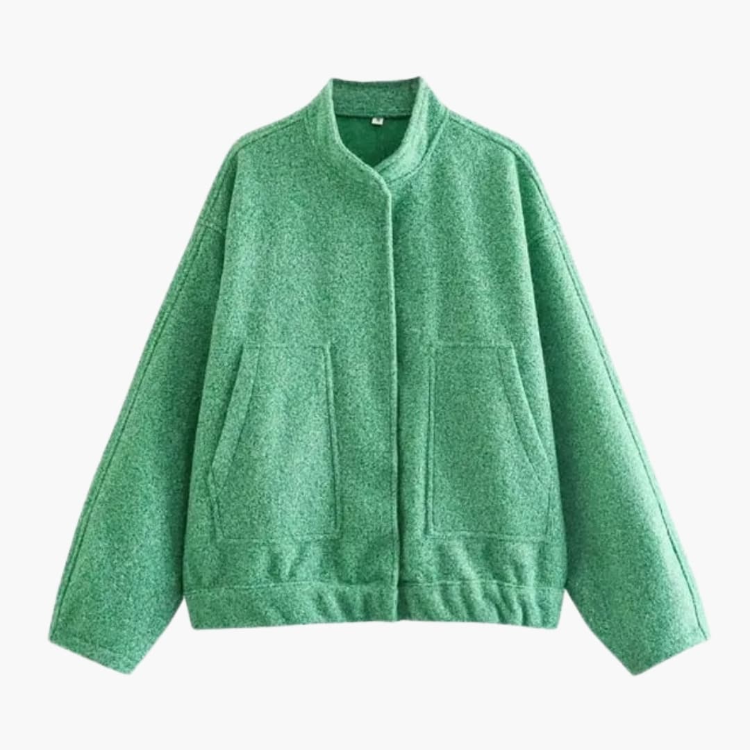 Women's Fashion Bomber Jacket with Concealed Buttons