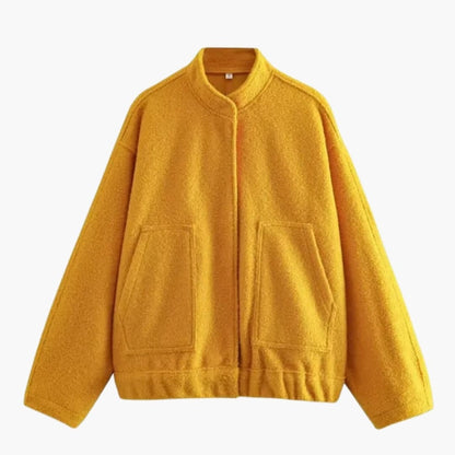Women's Fashion Bomber Jacket with Concealed Buttons