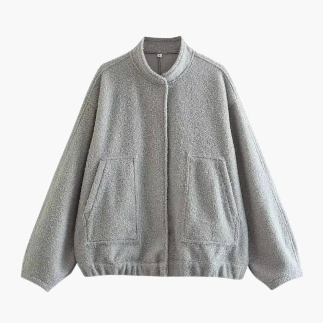 Women's Fashion Bomber Jacket with Concealed Buttons