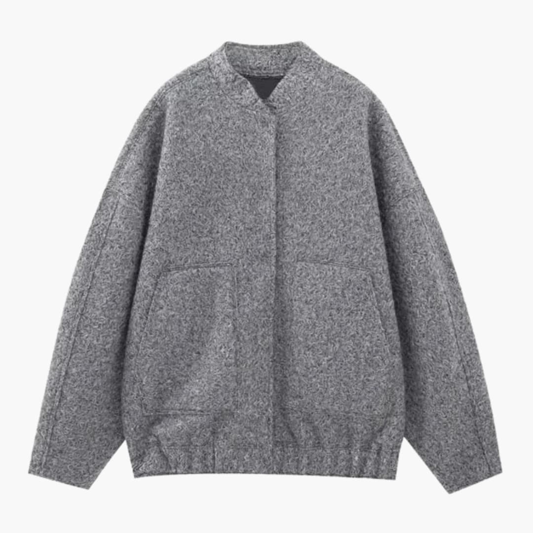 Women's Fashion Bomber Jacket with Concealed Buttons - Olytrend