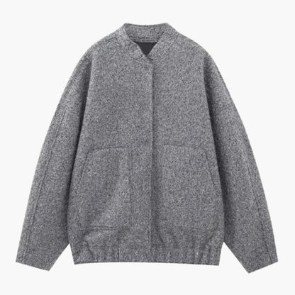 Women's Fashion Bomber Jacket with Concealed Buttons - Olytrend