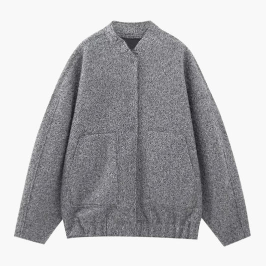 Women's Fashion Bomber Jacket with Concealed Buttons - Olytrend