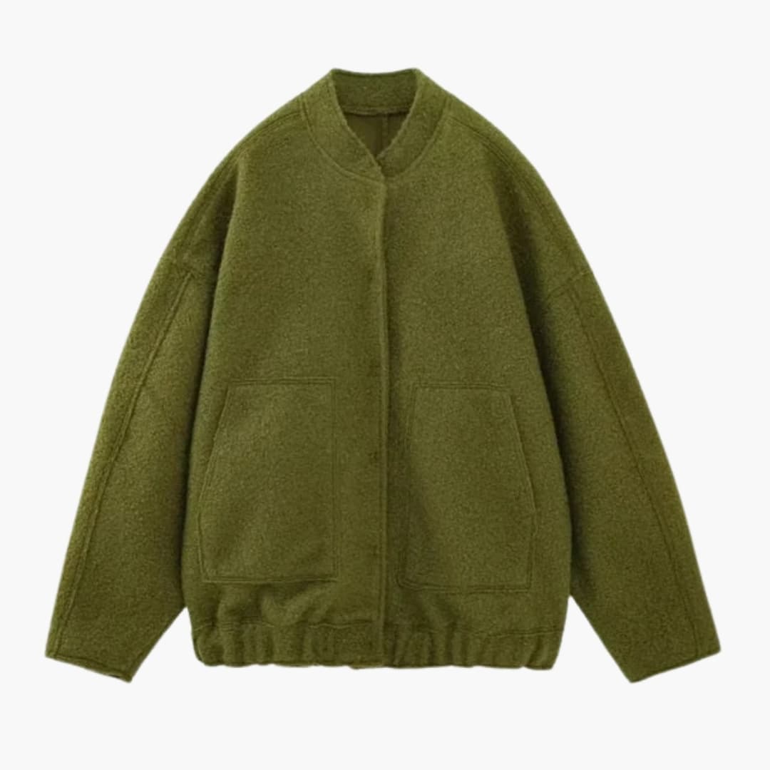 Women's Fashion Bomber Jacket with Concealed Buttons