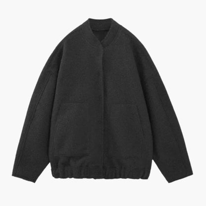 Women's Fashion Bomber Jacket with Concealed Buttons