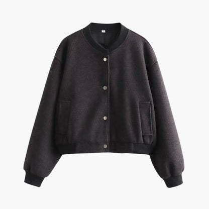 Women's Casual Bomber Jacket with Pockets and Elastic Cuff