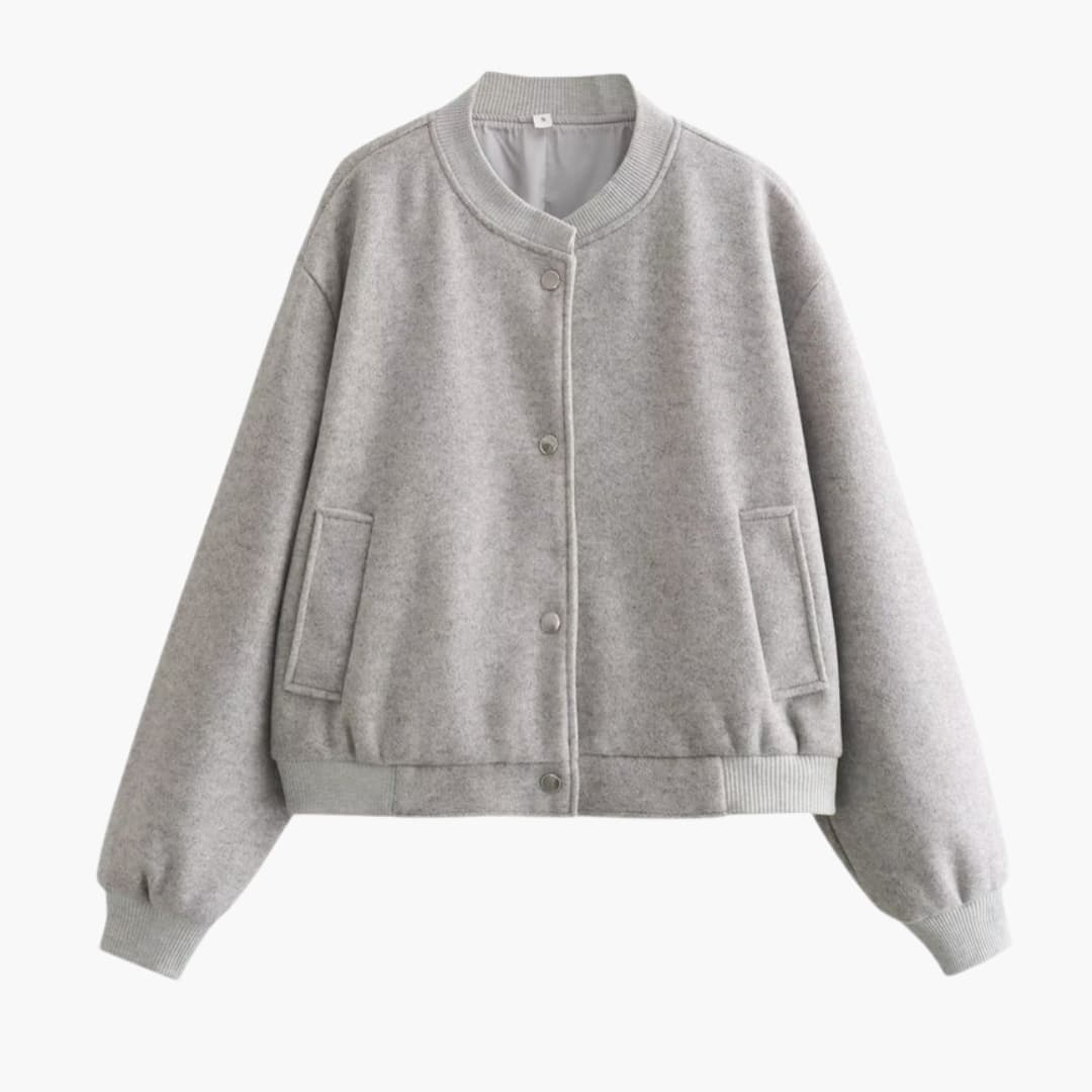 Women's Casual Bomber Jacket with Pockets and Elastic Cuff