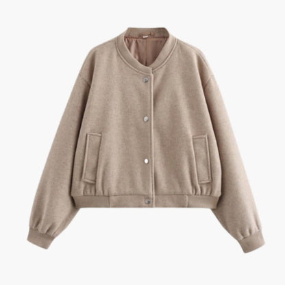 Women's Casual Bomber Jacket with Pockets and Elastic Cuff