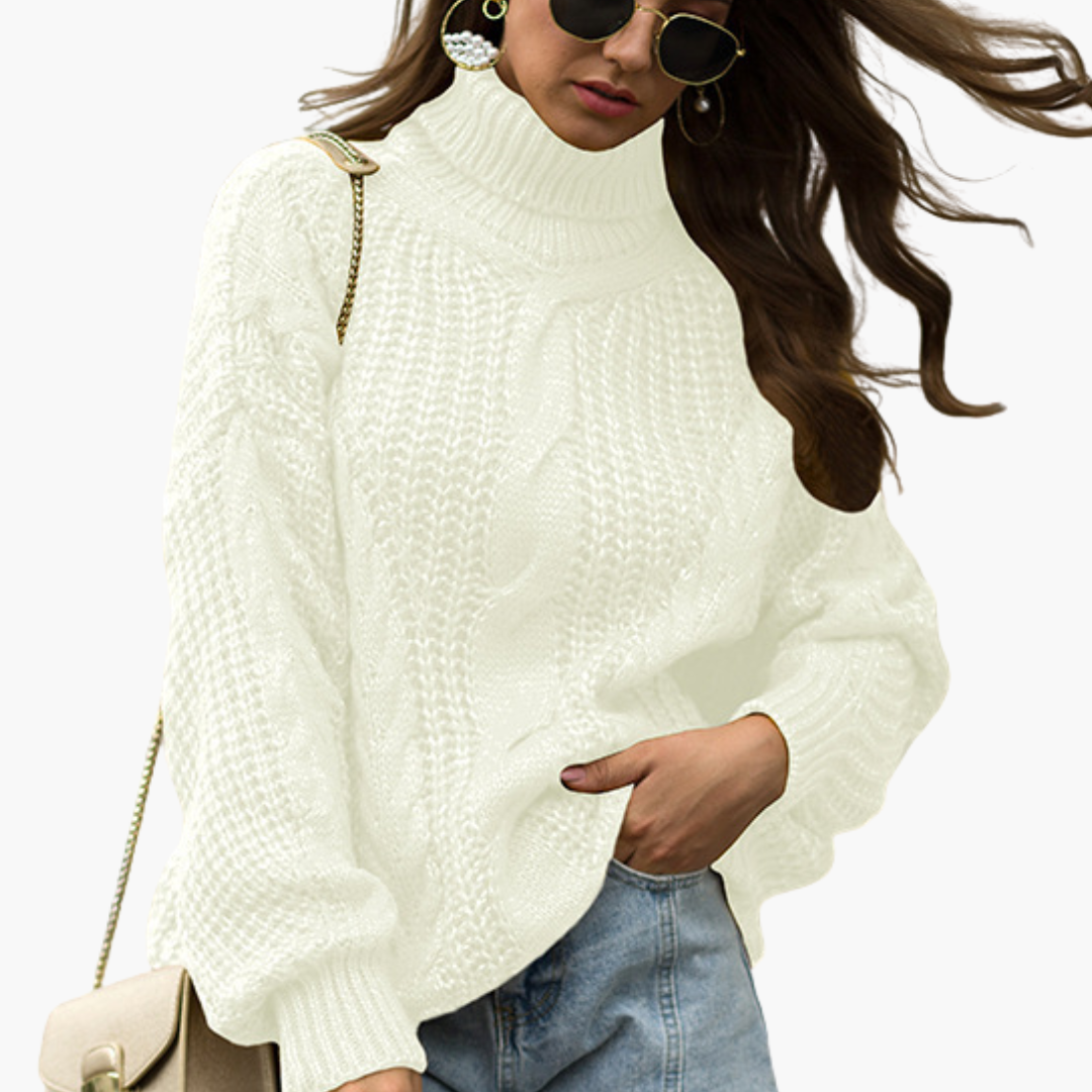 Warm Women's Knit Turtleneck Long Sleeve Sweater