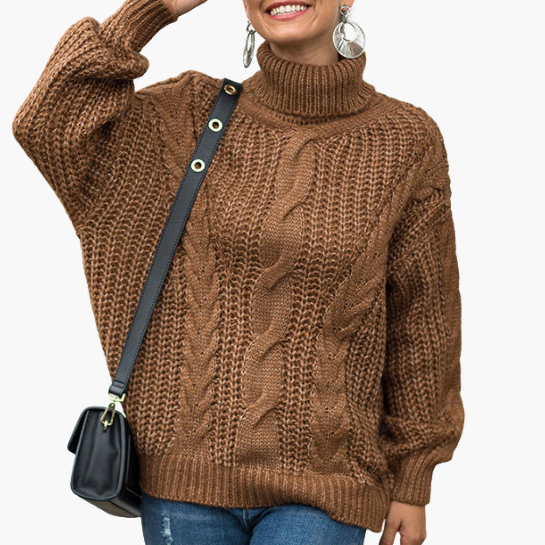 Warm Women's Knit Turtleneck Long Sleeve Sweater