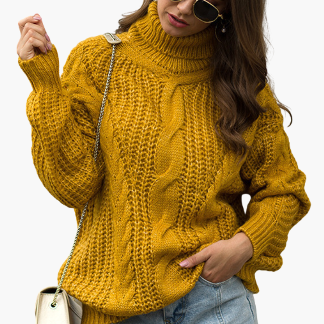 Warm Women's Knit Turtleneck Long Sleeve Sweater