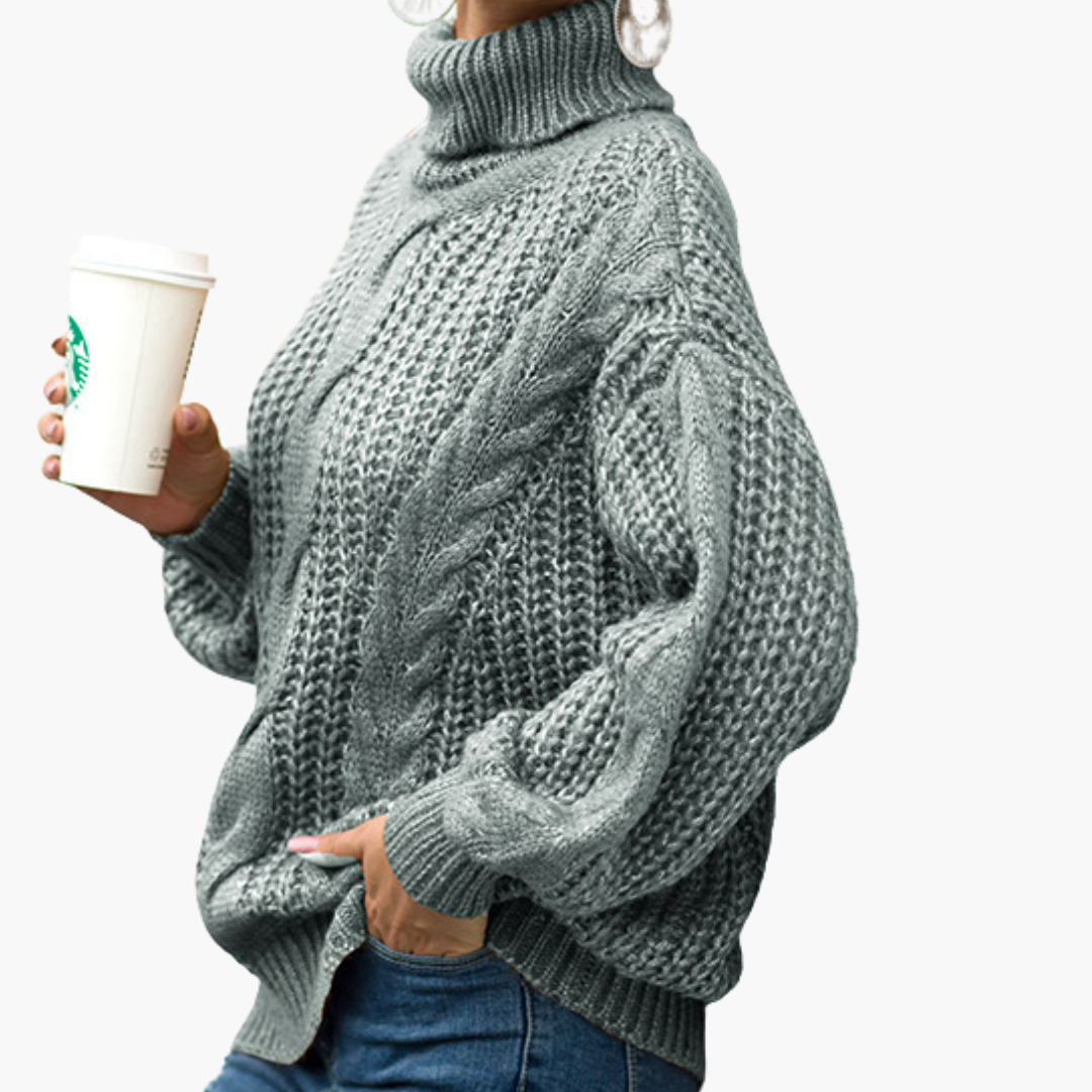 Warm Women's Knit Turtleneck Long Sleeve Sweater